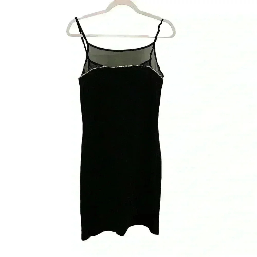 Onyx Nite Women's Black Rhinestone Embellished Dress Size Small